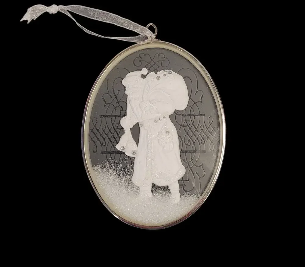 Hallmark Keepsake Ornament St Nicholas Rare Glass Moveable Snow White Silver